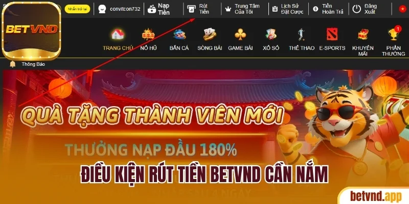 Điều kiện rút tiền Betvnd cần nắm